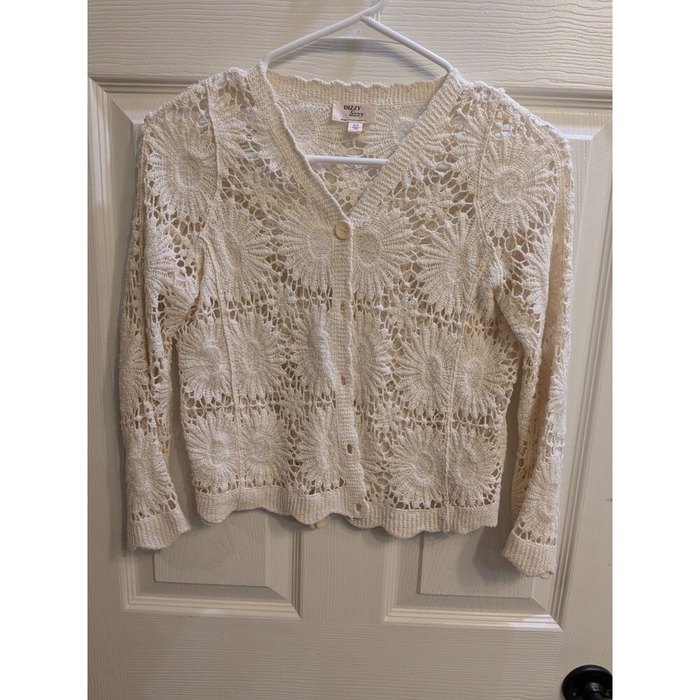 Dizzy Lizzy Kids Open-Knit Floral Crochet Cardigan